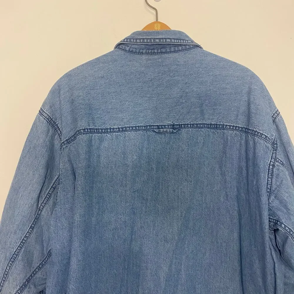Vintage Arrow Blue Jeans Fleece Lined Chore Jacket Mens Buttons‎ Large Western